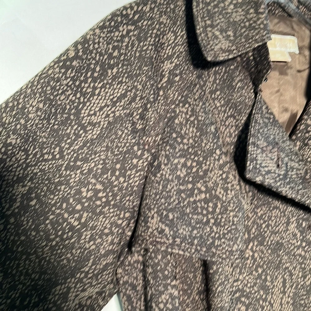 MICHAEL KORS Career Reptile Print DBL Breasted 3/4 SLV Cotton Trench Coat SZ M